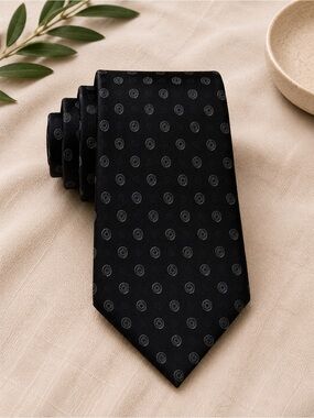 Armani Collezioni Black Tie with Circular Pattern